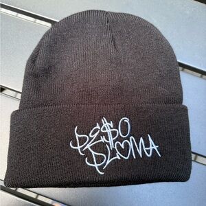 Peso Pluma Black Beanie with White Embroidery, OSFA